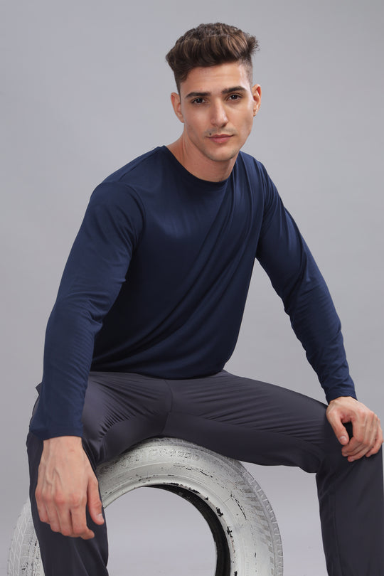 Air Cool Tee – Full Sleeve - Navy Plain