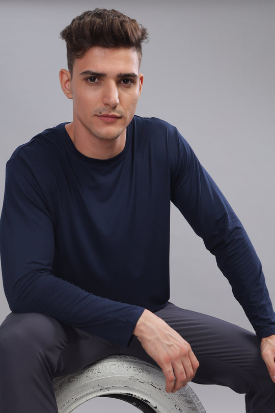 Air Cool Tee – Full Sleeve - Navy Plain
