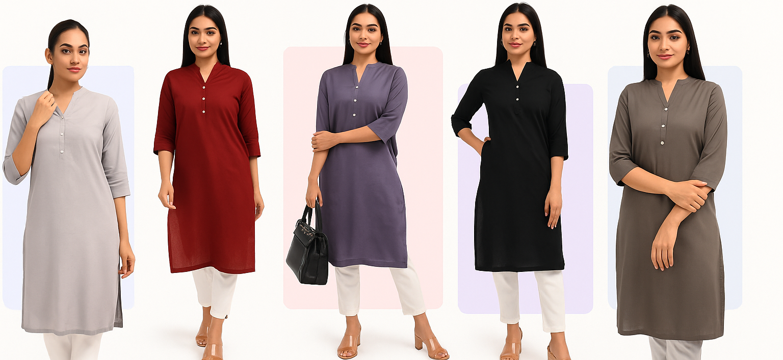 Stainproof Workwar Cotton Kurtis