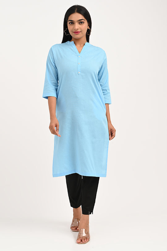 Stain proof Ice Blue Cotton Kurti