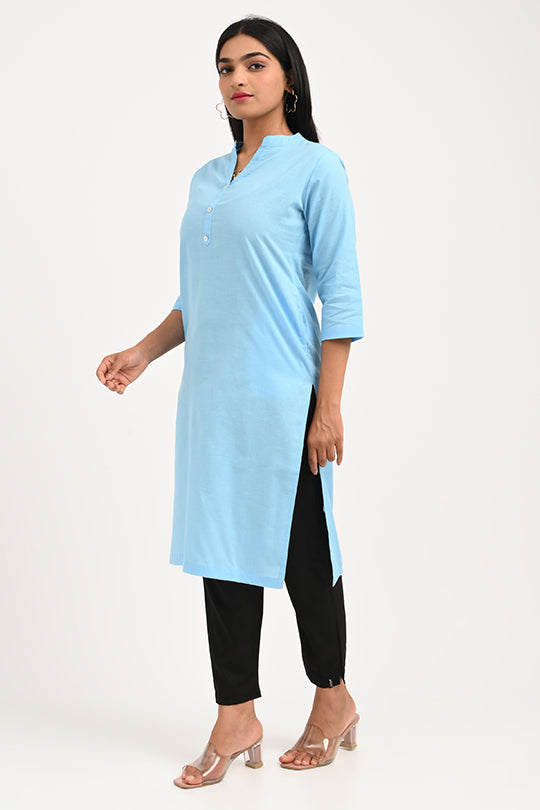 Stain proof Ice Blue Cotton Kurti