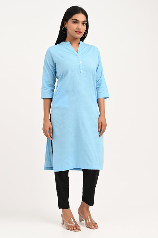 Stain proof Ice Blue Cotton Kurti