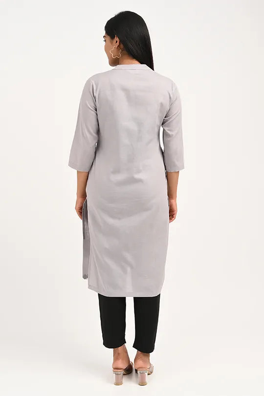 Stain proof Light Grey Cotton Kurti