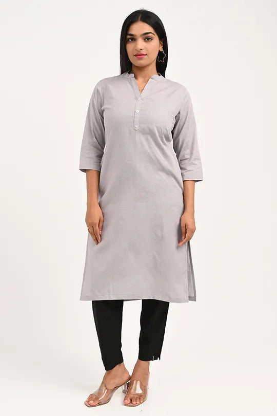 Stain proof Light Grey Cotton Kurti