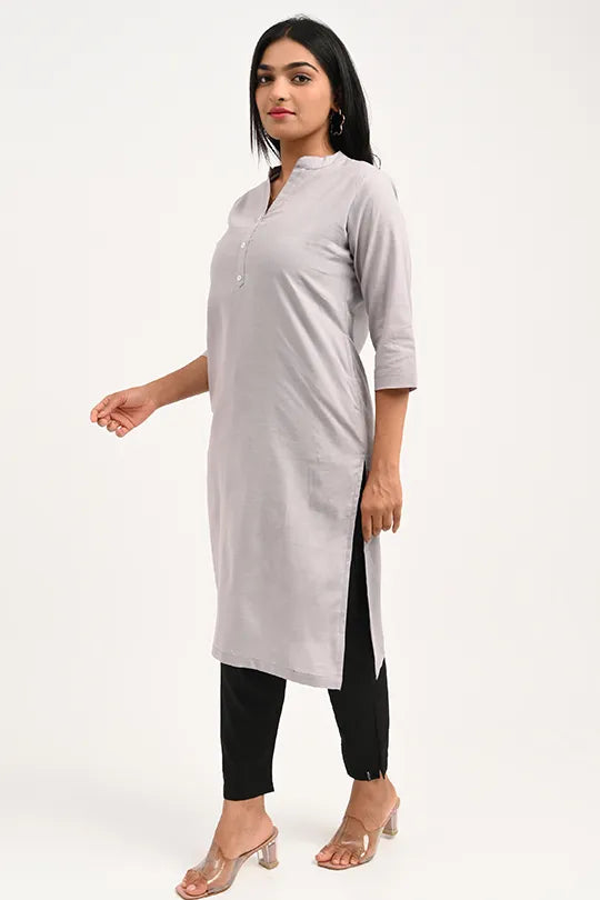 Stain proof Light Grey Cotton Kurti