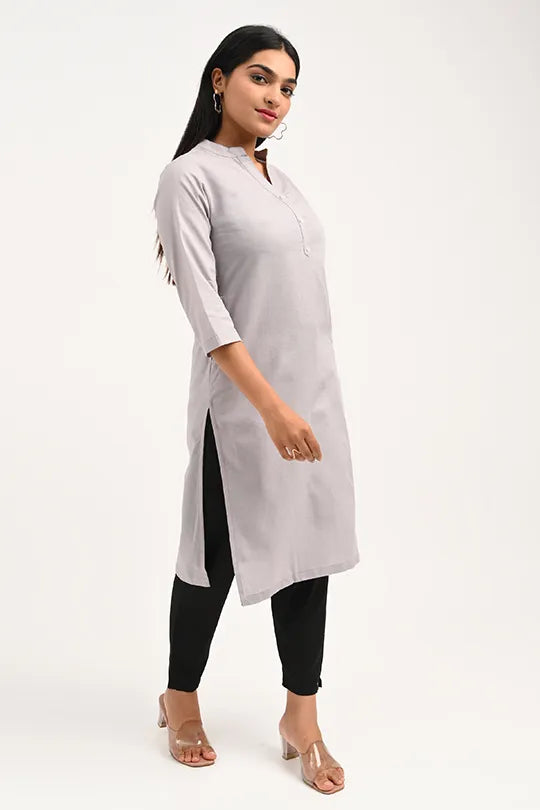 Stain proof Light Grey Cotton Kurti