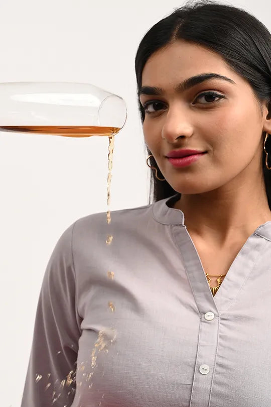 Stain proof Light Grey Cotton Kurti