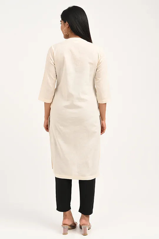 Stain proof Light cream Cotton Kurti