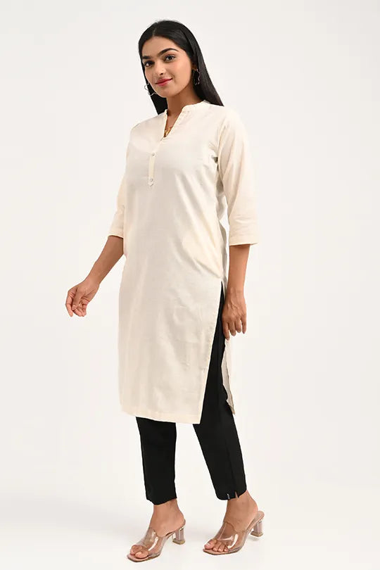 Stain proof Light cream Cotton Kurti