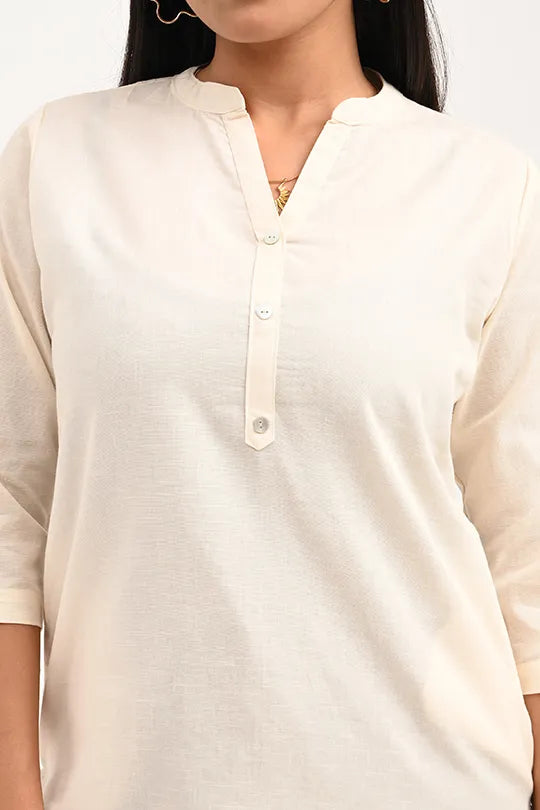 Stain proof Light cream Cotton Kurti