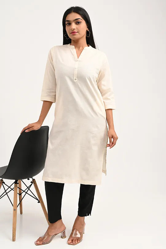 Stain proof Light cream Cotton Kurti