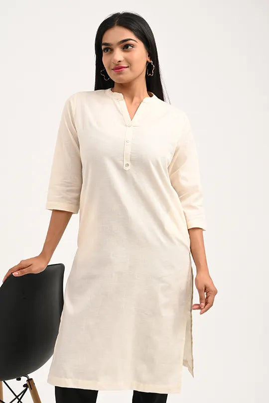 Stain proof Light cream Cotton Kurti