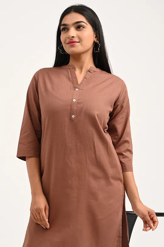 Stain proof Brown Cotton Kurti