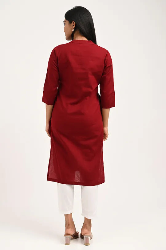 Stain proof Maroon Cotton Kurti