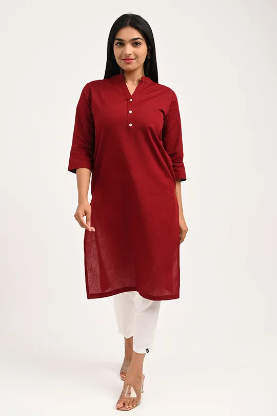 Stain proof Maroon Cotton Kurti