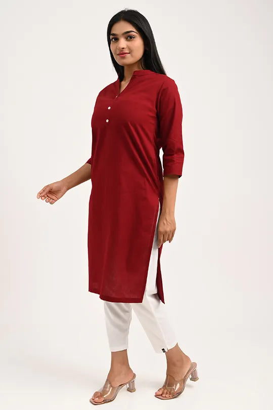Stain proof Maroon Cotton Kurti