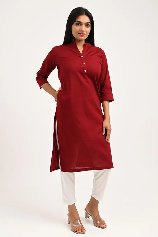 Stain proof Maroon Cotton Kurti