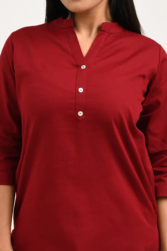 Stain proof Maroon Cotton Kurti