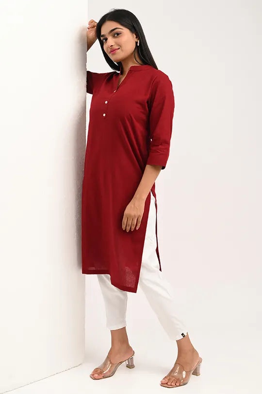 Stain proof Maroon Cotton Kurti