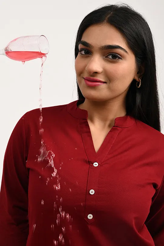 Stain proof Maroon Cotton Kurti