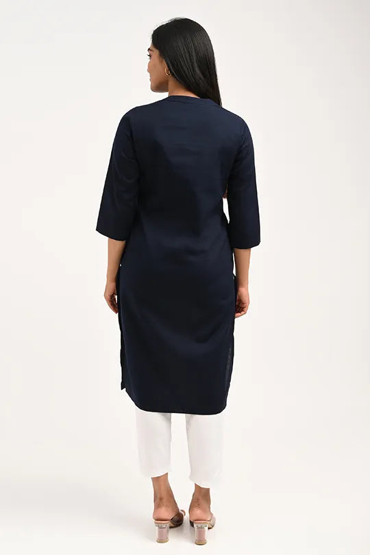 Stain proof Navy Blue Cotton Kurti