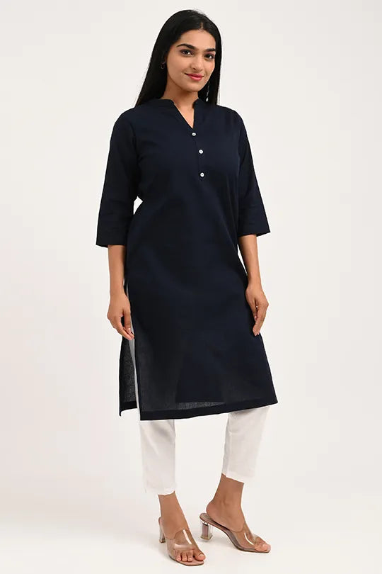 Stain proof Navy Blue Cotton Kurti
