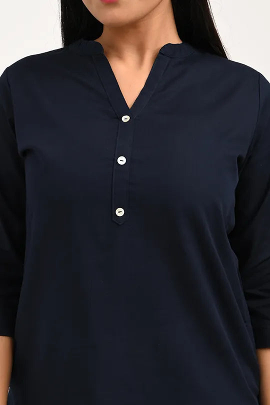 Stain proof Navy Blue Cotton Kurti