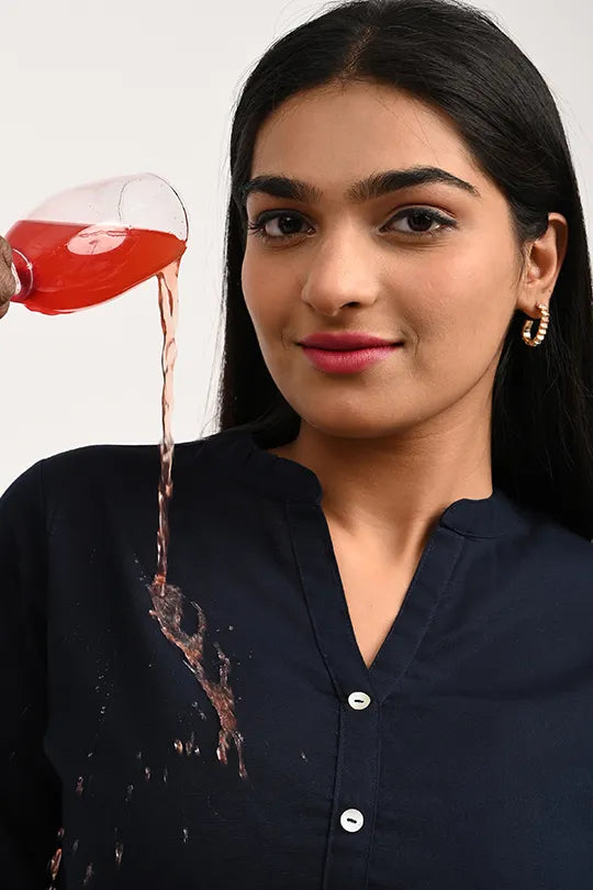 Stain proof Navy Blue Cotton Kurti