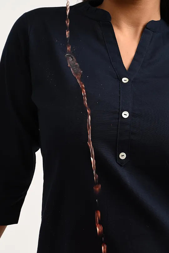 Stain proof Navy Blue Cotton Kurti