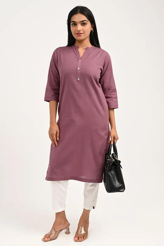 Stain proof  Rose Taupe Cotton Kurti