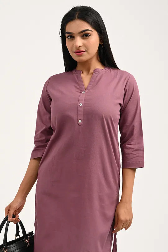 Stain proof  Rose Taupe Cotton Kurti