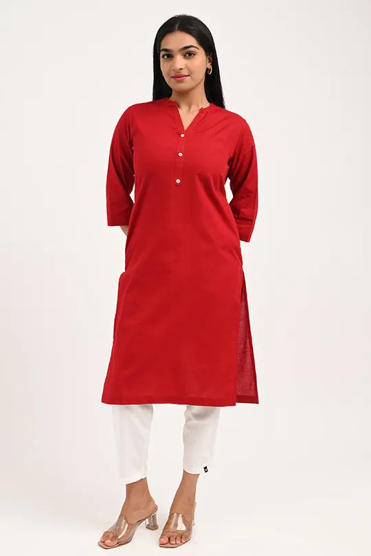 Stain proof Red Cotton Kurti