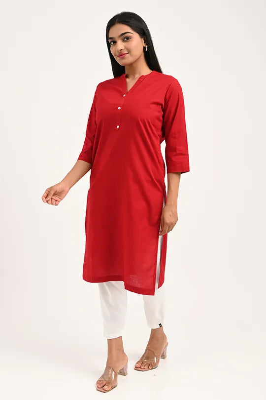 Stain proof Red Cotton Kurti