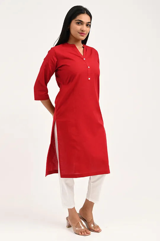 Stain proof Red Cotton Kurti