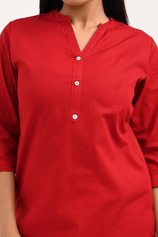 Stain proof Red Cotton Kurti