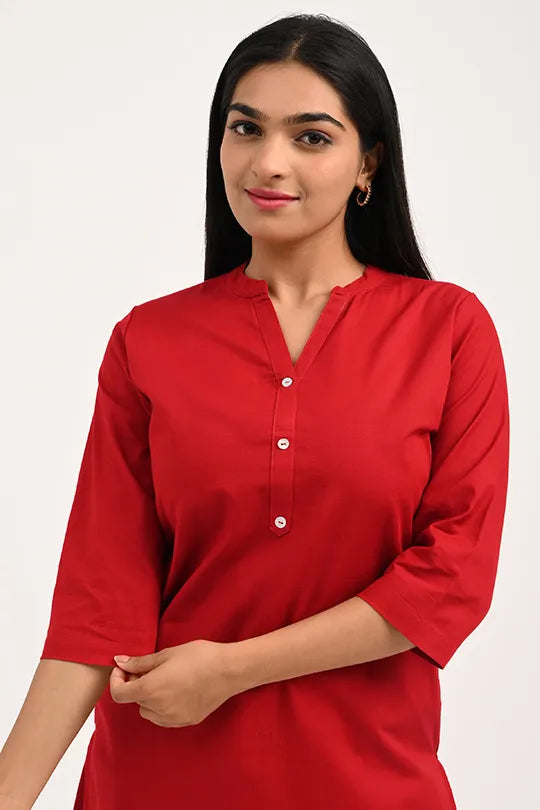 Stain proof Red Cotton Kurti