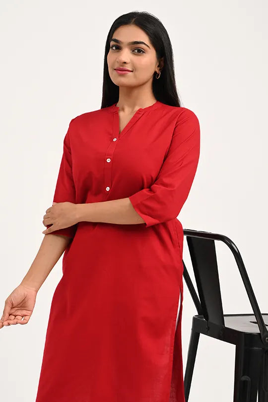 Stain proof Red Cotton Kurti
