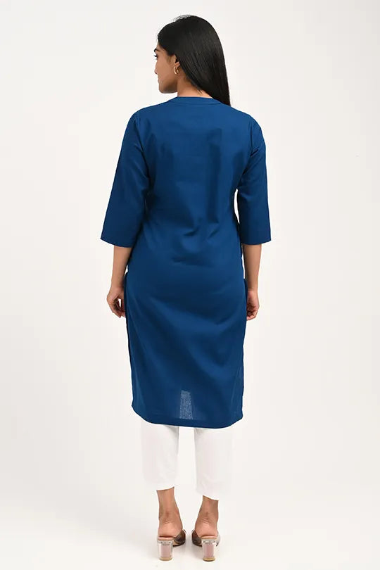 Stain proof Indigo Blue Cotton Kurti