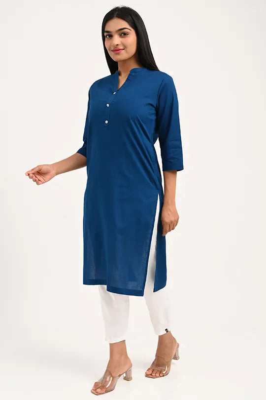 Stain proof Indigo Blue Cotton Kurti