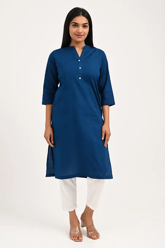 Stain proof Indigo Blue Cotton Kurti