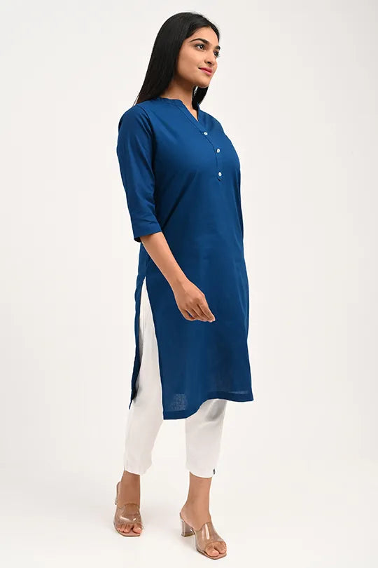 Stain proof Indigo Blue Cotton Kurti