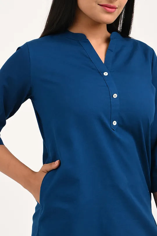 Stain proof Indigo Blue Cotton Kurti