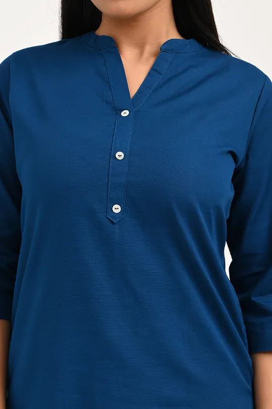 Stain proof Indigo Blue Cotton Kurti