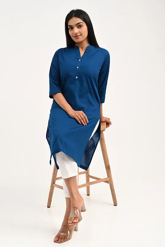 Stain proof Indigo Blue Cotton Kurti