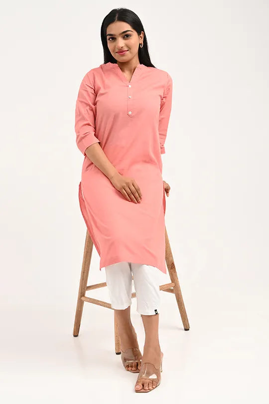Stain proof Peach Cotton Kurti
