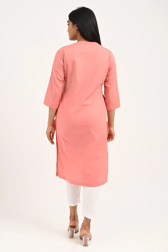 Stain proof Peach Cotton Kurti