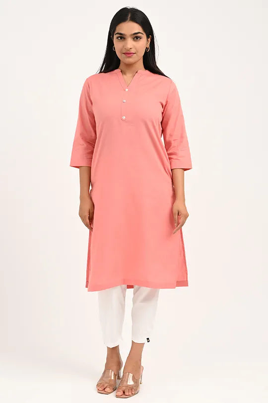 Stain proof Peach Cotton Kurti