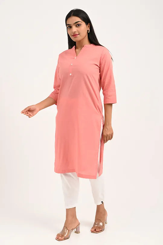 Stain proof Peach Cotton Kurti