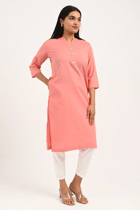 Stain proof Peach Cotton Kurti