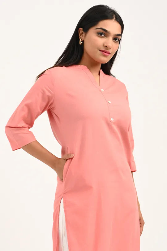 Stain proof Peach Cotton Kurti